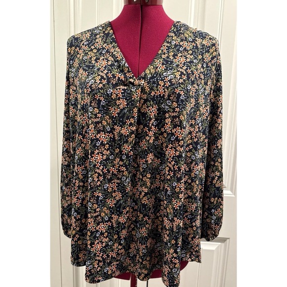 Vince Camuto Women's‎ Floral Print Blouse Long Sleeve V-Neck XL - Picture 1 of 8